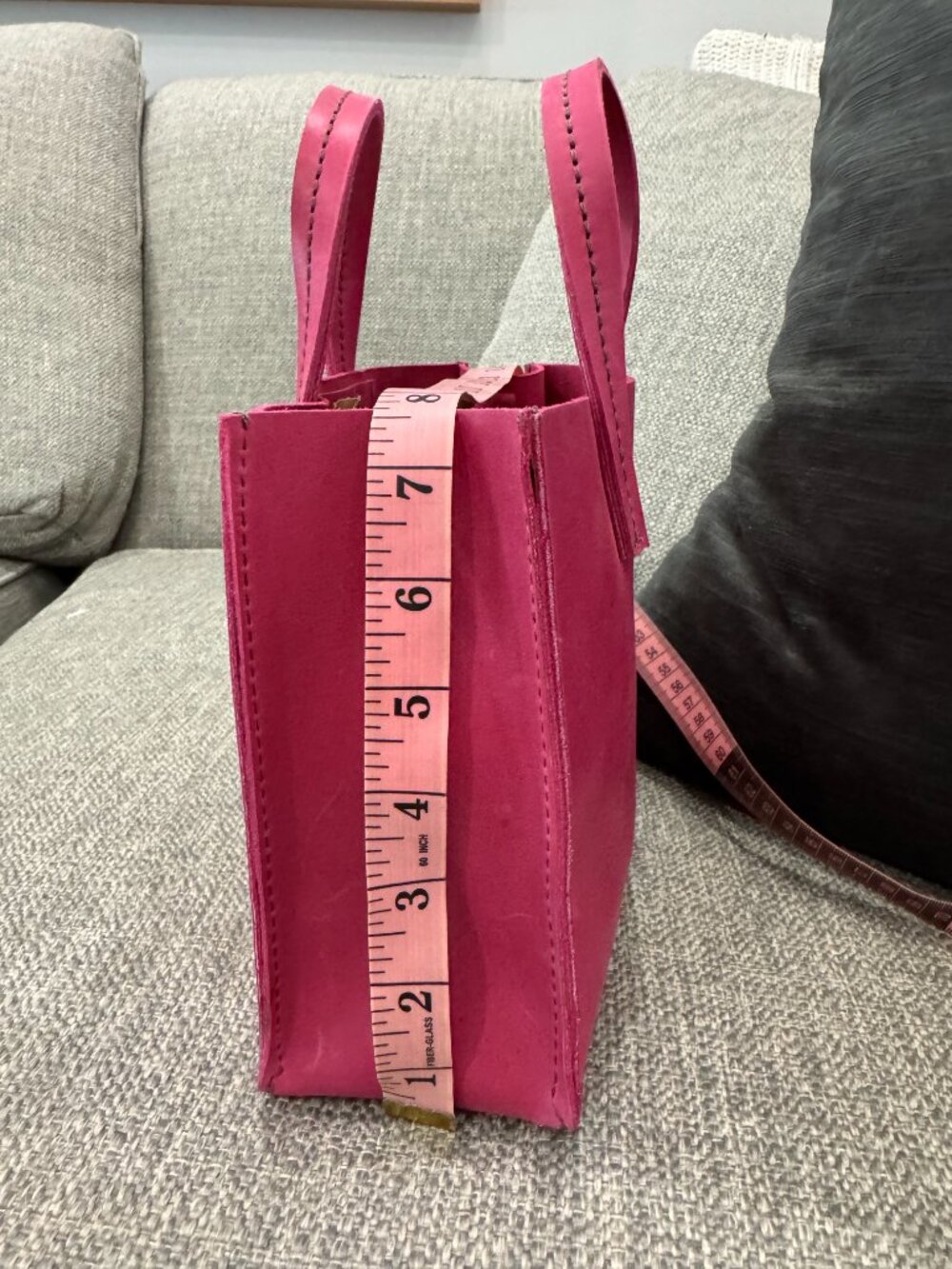 Parker Clay Avila Mini Tote Fuchsia Ethiopian Leather Quiet Luxury Handbag - Picture 8 of 12